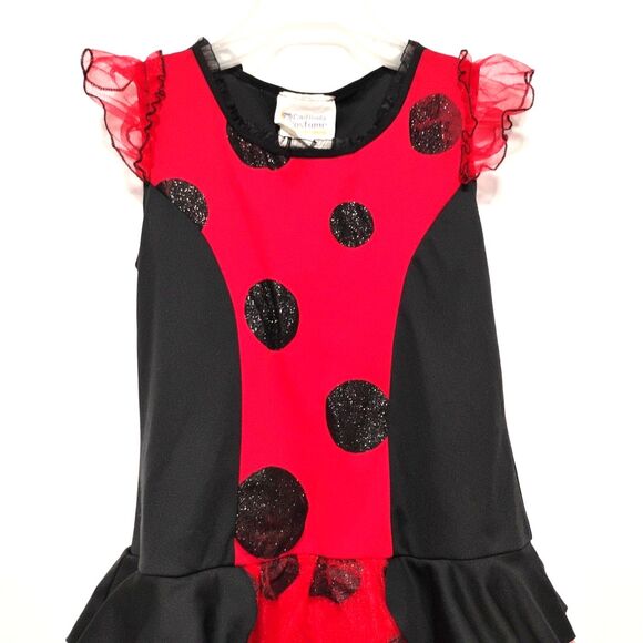 California Costumes Polka Dots dance dress. Size Child Large Black Red Ruffles - Picture 2 of 4